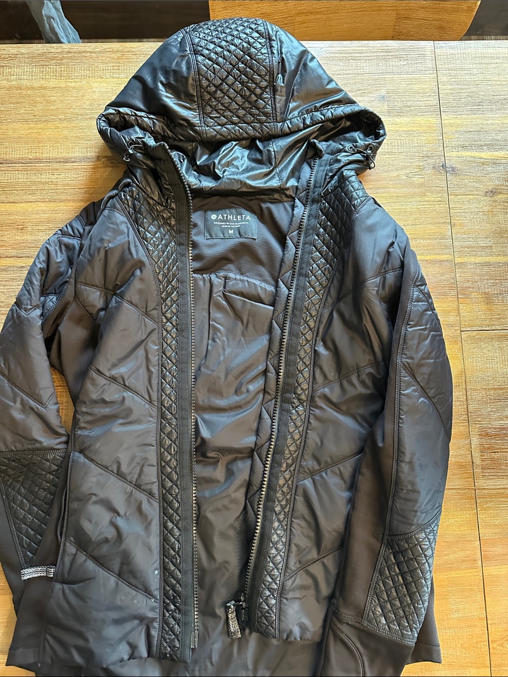 Athleta Quilted Hooded Puffer Jacket - Black